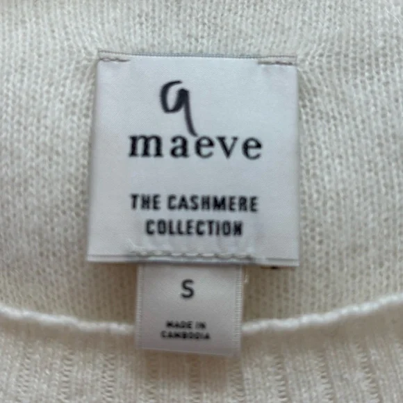 Maeve/Anthropologie Brushed Cashmere Boxy Crop Sweater in Ivory Size S. NWT - Picture 8 of 12